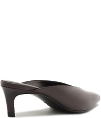 Schutz Loren Mid Leather Pointed Toe Kitten Heel Dress Mules