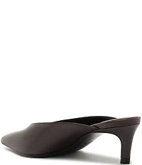 Schutz Loren Mid Leather Pointed Toe Kitten Heel Dress Mules