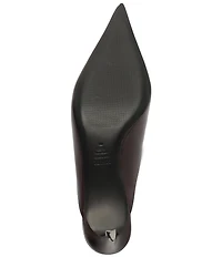 Schutz Loren Mid Leather Pointed Toe Kitten Heel Dress Mules