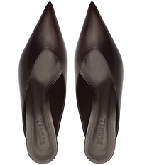 Schutz Loren Mid Leather Pointed Toe Kitten Heel Dress Mules