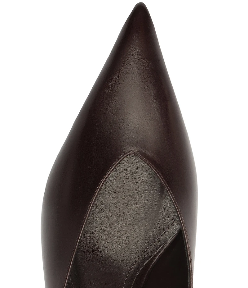 Schutz Loren Mid Leather Pointed Toe Kitten Heel Dress Mules