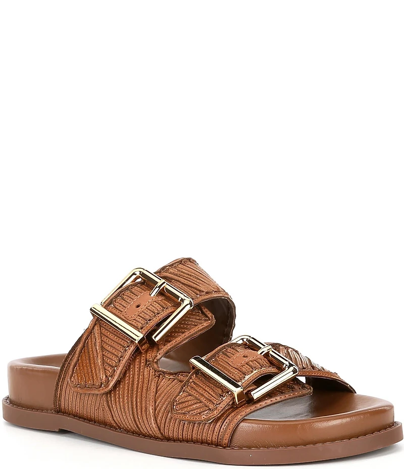 Schutz Lupita Buckle Sporty Leather Slide Sandals