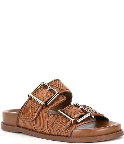 Schutz Lupita Buckle Sporty Leather Slide Sandals