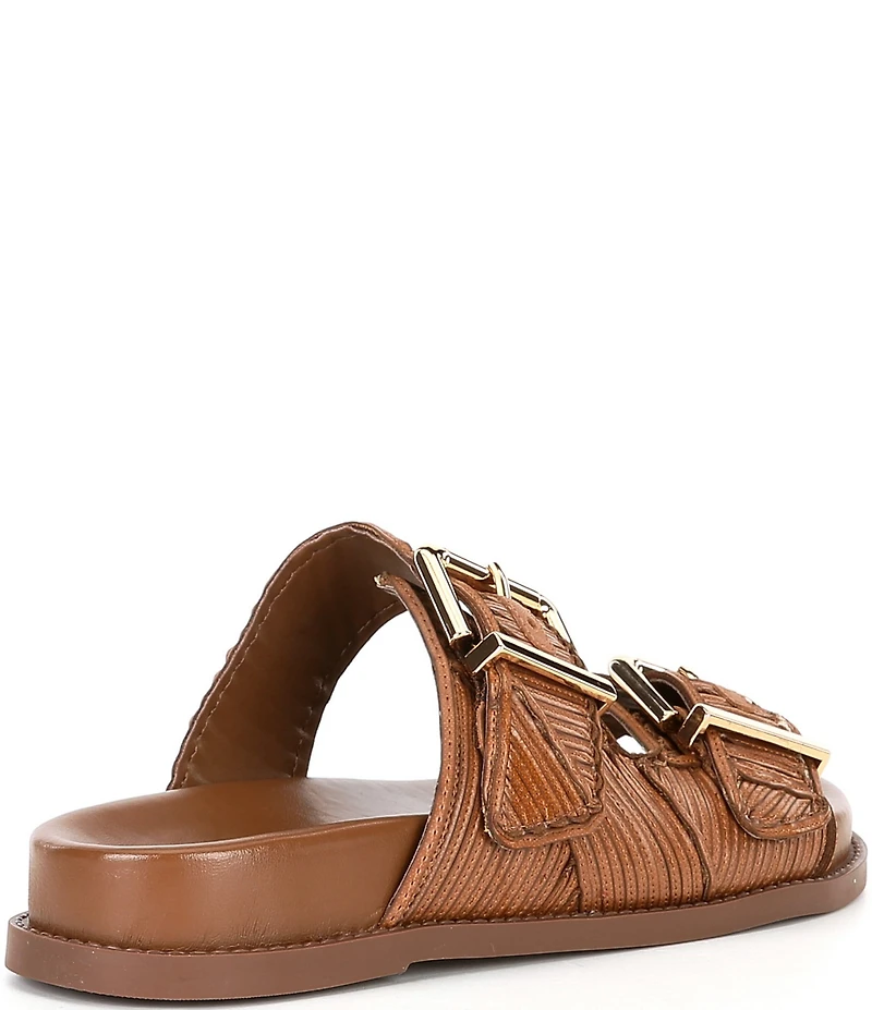 Schutz Lupita Buckle Sporty Leather Slide Sandals