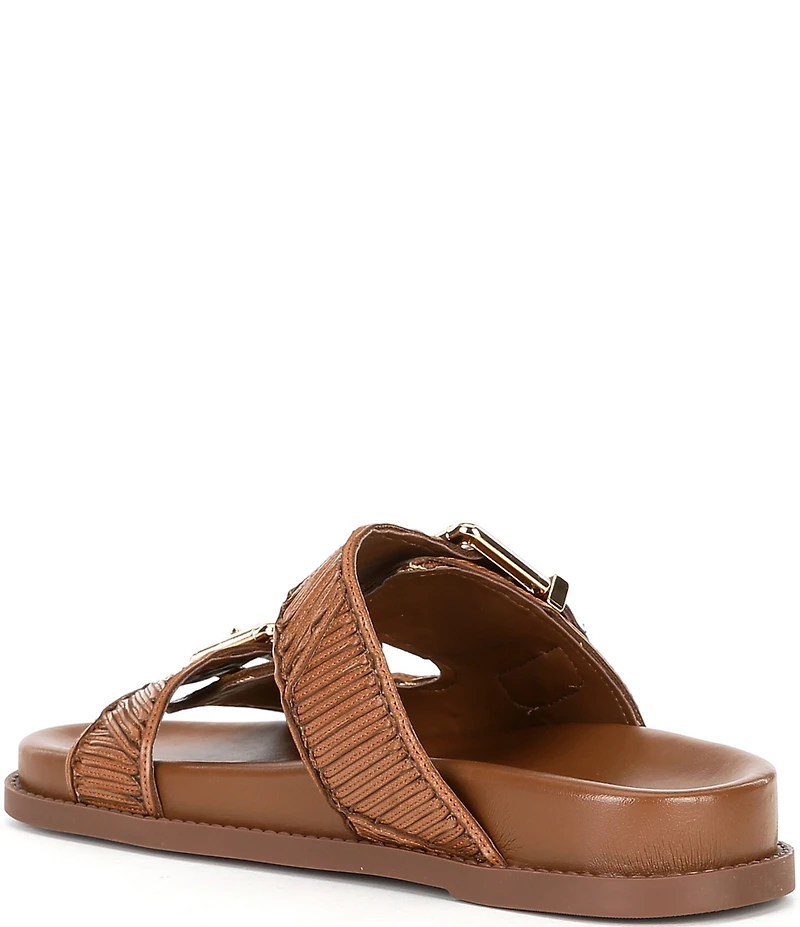 Schutz Lupita Buckle Sporty Leather Slide Sandals