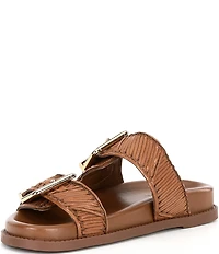Schutz Lupita Buckle Sporty Leather Slide Sandals