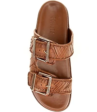 Schutz Lupita Buckle Sporty Leather Slide Sandals