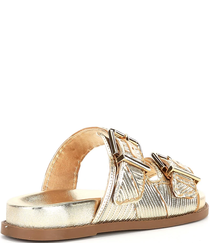 Schutz Lupita Buckle Sporty Leather Slide Sandals