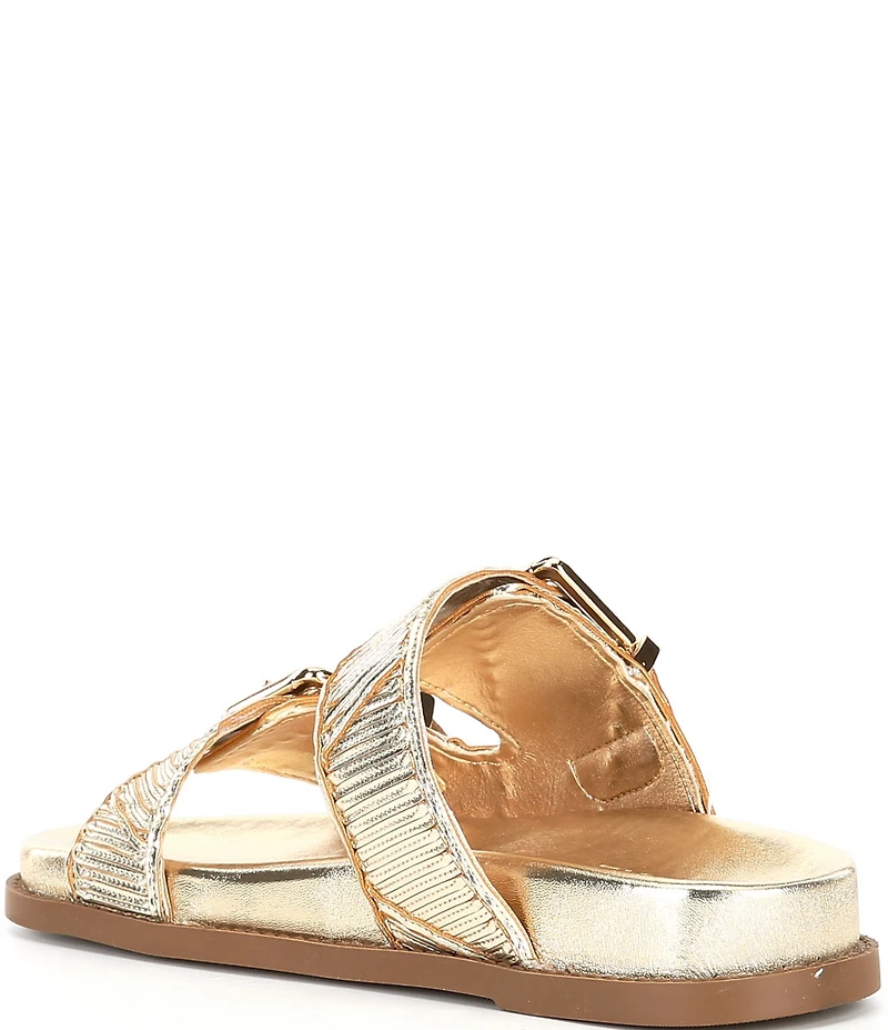 Schutz Lupita Buckle Sporty Leather Slide Sandals
