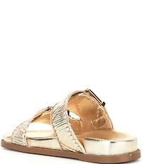 Schutz Lupita Buckle Sporty Leather Slide Sandals