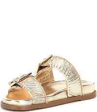Schutz Lupita Buckle Sporty Leather Slide Sandals