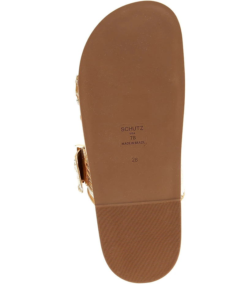 Schutz Lupita Buckle Sporty Leather Slide Sandals