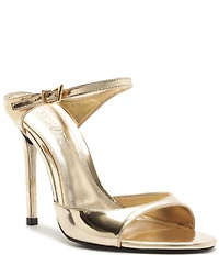Schutz Lyra Slip On Metallic Stiletto Dress Sandals