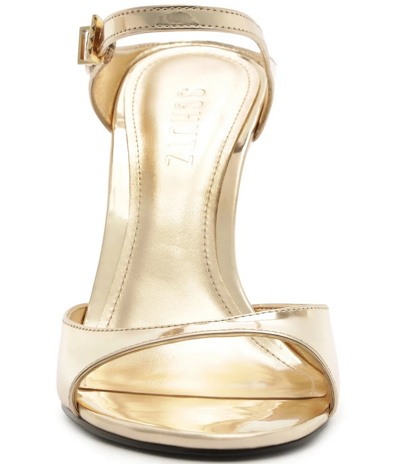 Schutz Lyra Slip On Metallic Stiletto Dress Sandals
