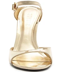 Schutz Lyra Slip On Metallic Stiletto Dress Sandals