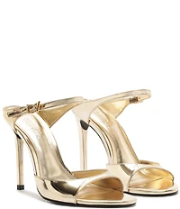 Schutz Lyra Slip On Metallic Stiletto Dress Sandals