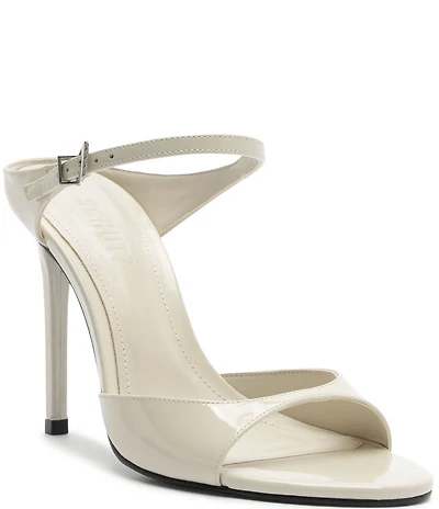 Schutz Lyra Slip On Patent Leather Stiletto Dress Sandals