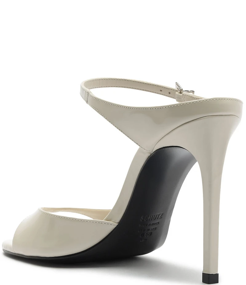 Schutz Lyra Slip On Patent Leather Stiletto Dress Sandals