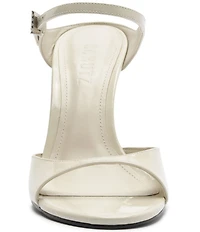 Schutz Lyra Slip On Patent Leather Stiletto Dress Sandals