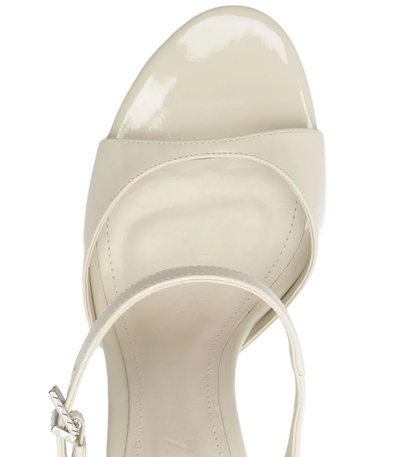 Schutz Lyra Slip On Patent Leather Stiletto Dress Sandals
