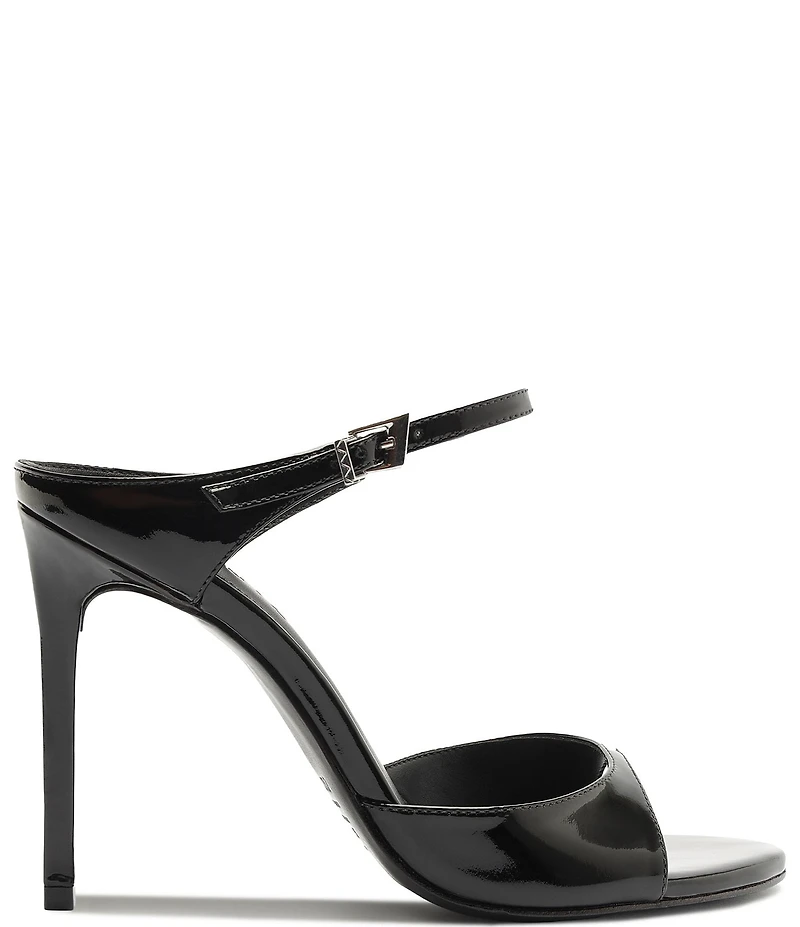 Schutz Lyra Slip On Patent Leather Stiletto Dress Sandals