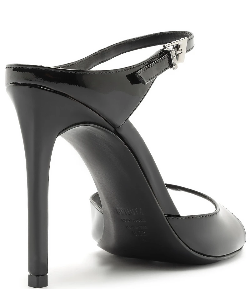 Schutz Lyra Slip On Patent Leather Stiletto Dress Sandals