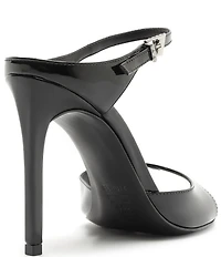 Schutz Lyra Slip On Patent Leather Stiletto Dress Sandals