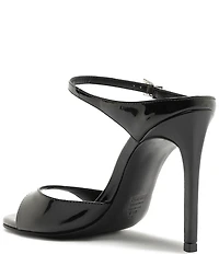 Schutz Lyra Slip On Patent Leather Stiletto Dress Sandals