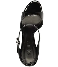 Schutz Lyra Slip On Patent Leather Stiletto Dress Sandals