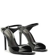 Schutz Lyra Slip On Patent Leather Stiletto Dress Sandals