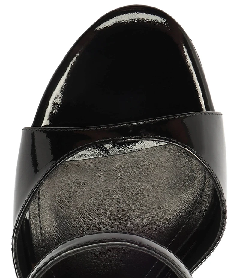 Schutz Lyra Slip On Patent Leather Stiletto Dress Sandals