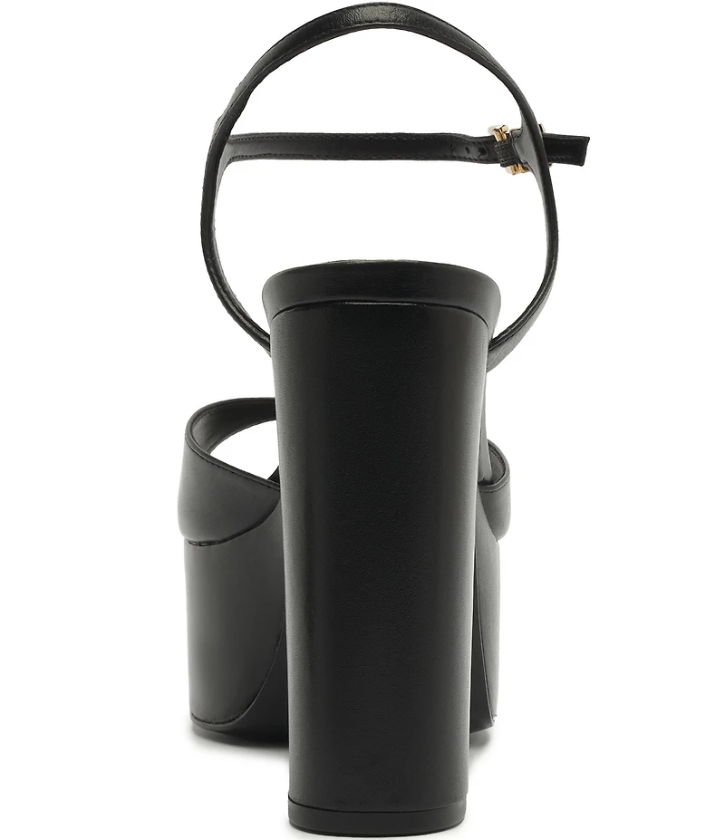 Schutz Lys Leather Ankle Wrap Platform Block Heel Sandals