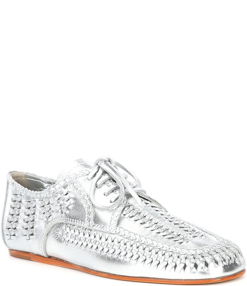 Schutz Maddy Whipstitch Leather Lace Up Oxfords