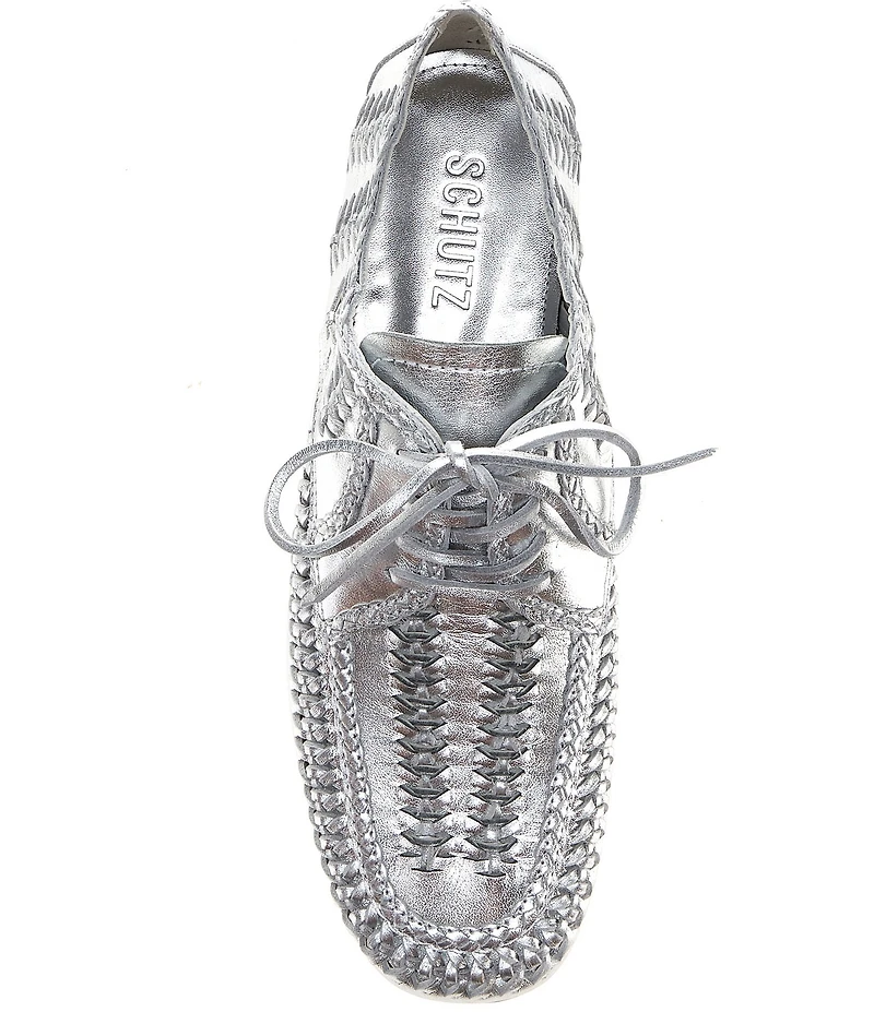 Schutz Maddy Whipstitch Leather Lace Up Oxfords
