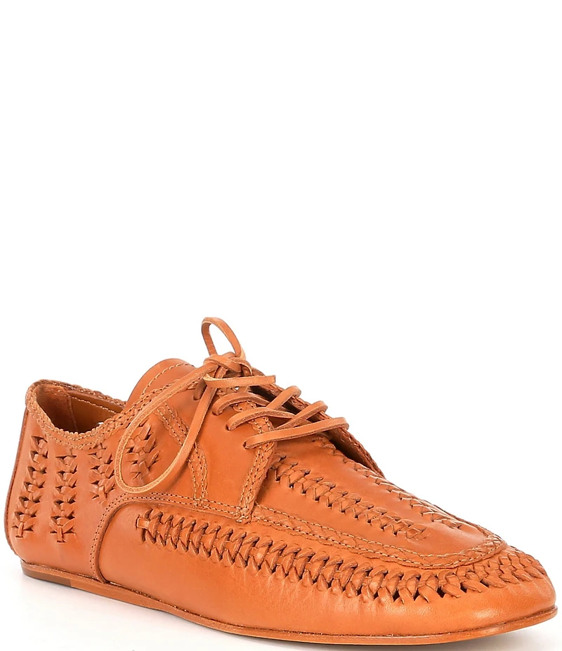 Schutz Maddy Whipstitch Leather Lace Up Oxfords