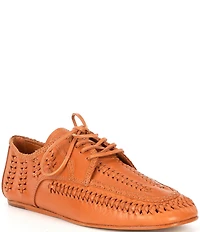 Schutz Maddy Whipstitch Leather Lace Up Oxfords
