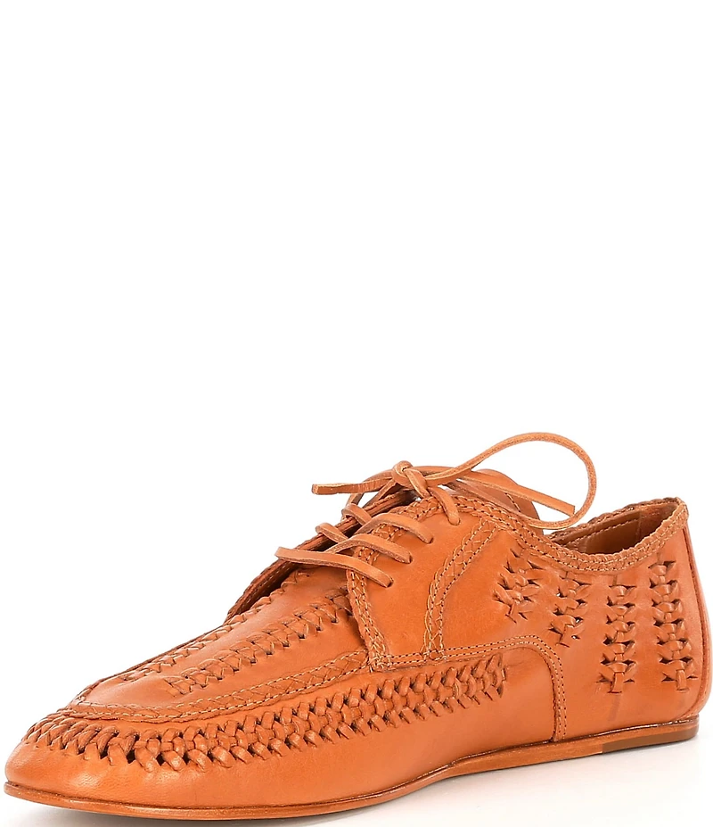 Schutz Maddy Whipstitch Leather Lace Up Oxfords