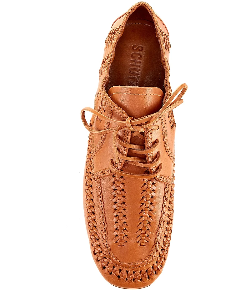 Schutz Maddy Whipstitch Leather Lace Up Oxfords