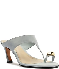 Schutz Maisie Nubuck Suede Toe Ring Hardware Dress Sandals