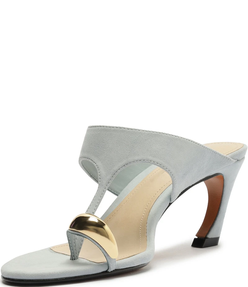 Schutz Maisie Nubuck Suede Toe Ring Hardware Dress Sandals