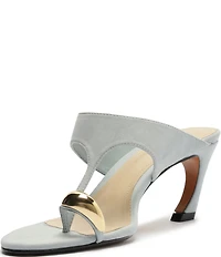 Schutz Maisie Nubuck Suede Toe Ring Hardware Dress Sandals