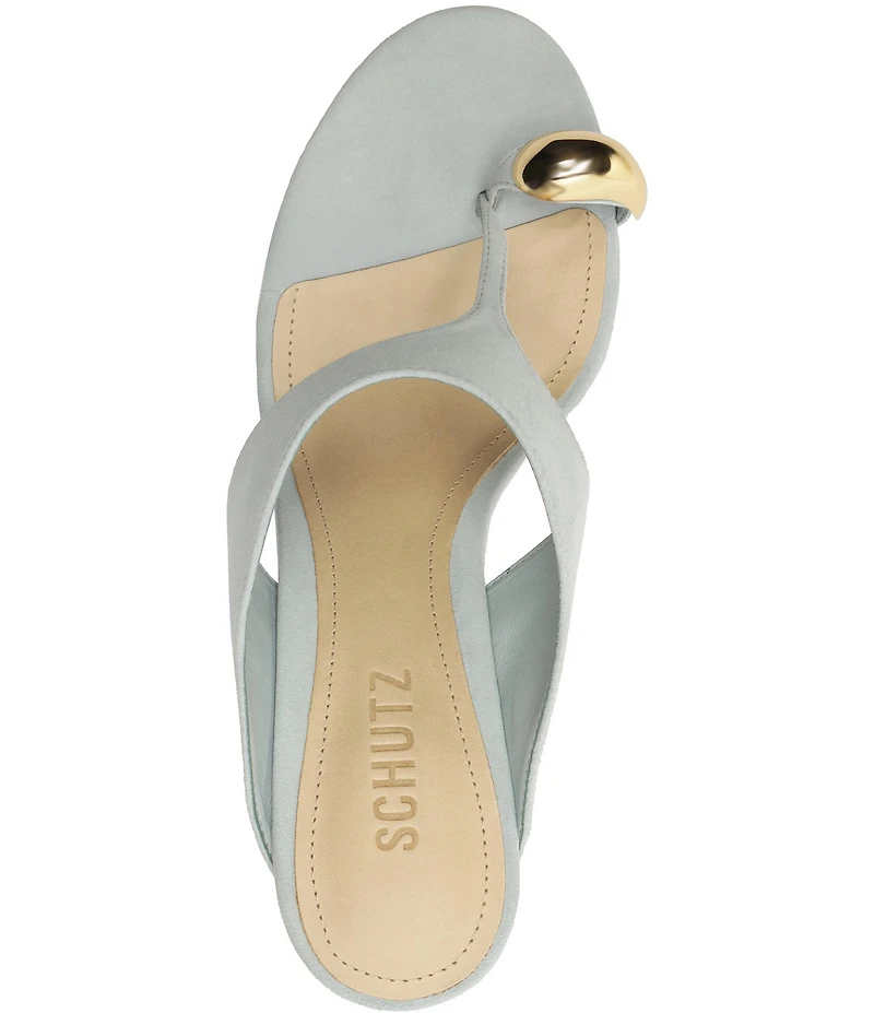 Schutz Maisie Nubuck Suede Toe Ring Hardware Dress Sandals