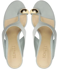 Schutz Maisie Nubuck Suede Toe Ring Hardware Dress Sandals