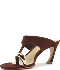 Schutz Maisie Nubuck Suede Toe Ring Hardware Dress Sandals
