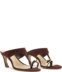 Schutz Maisie Nubuck Suede Toe Ring Hardware Dress Sandals