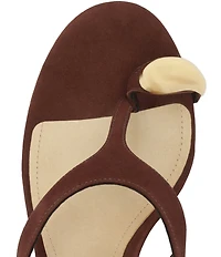 Schutz Maisie Nubuck Suede Toe Ring Hardware Dress Sandals