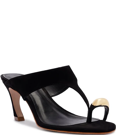 Schutz Maisie Nubuck Suede Toe Ring Hardware Dress Sandals