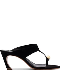 Schutz Maisie Nubuck Suede Toe Ring Hardware Dress Sandals