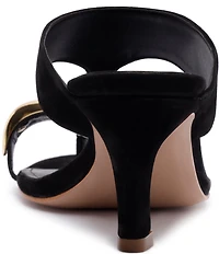 Schutz Maisie Nubuck Suede Toe Ring Hardware Dress Sandals