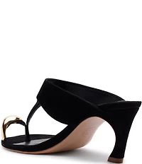 Schutz Maisie Nubuck Suede Toe Ring Hardware Dress Sandals